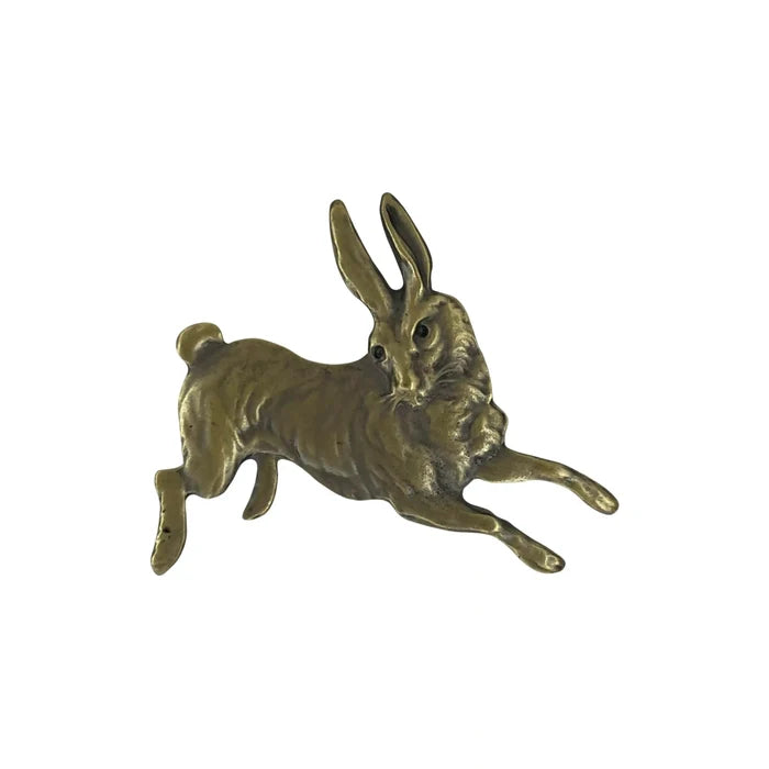 Leaping Rabbit Metal Brooch