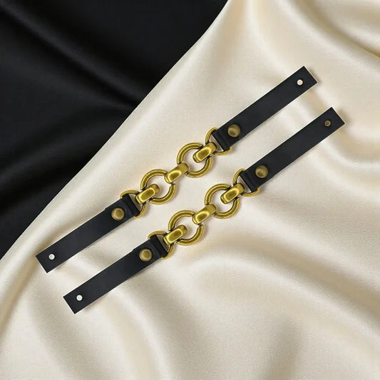 Leather Straps with Chain Link Accents | 2 Piece