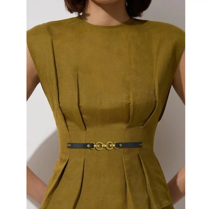 Leather Straps with Chain Link Accents | 2 Piece