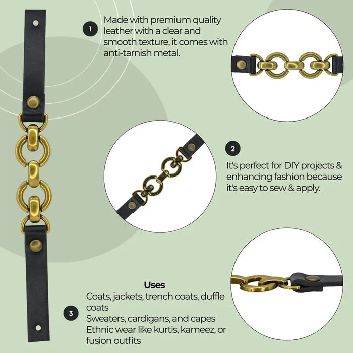 Leather Straps with Chain Link Accents | 2 Piece