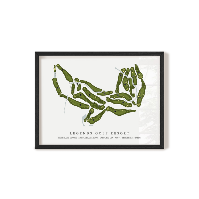 Legends Golf Resort - Heathland Course | Golf Course Map | Black Frame