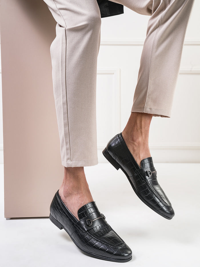 Leicester Croc Luxe Loafers Black - TC 2311BL