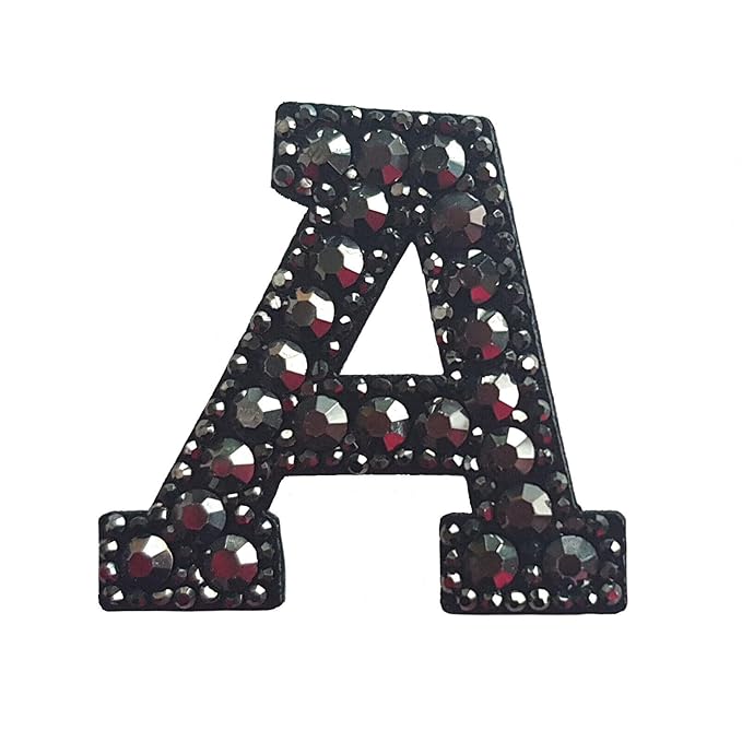Letter B Black Rivet Hematite Hot fix Or Sew Patch