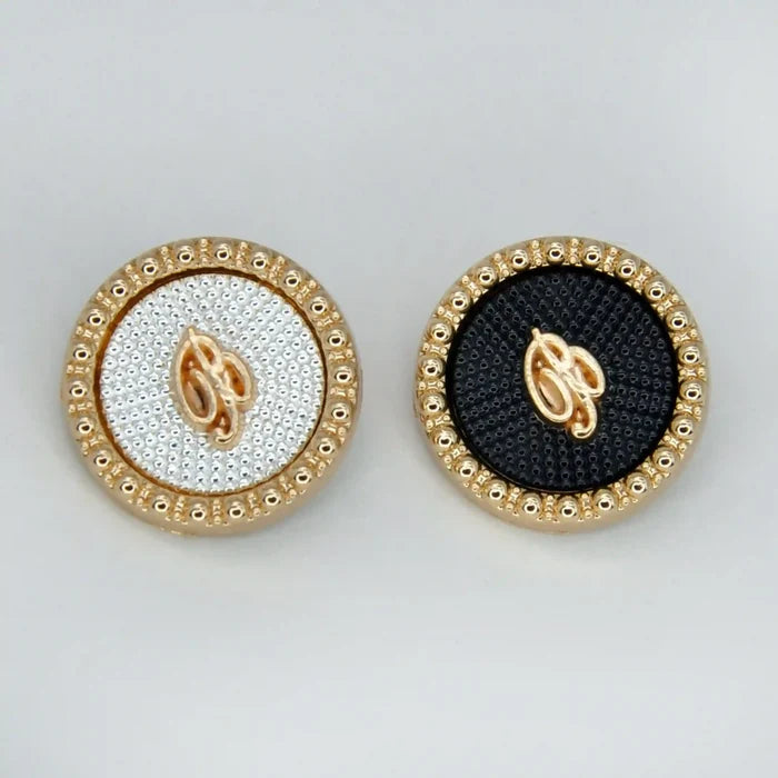 Letter B Designer with Textured Enamel Center Buttons | 18mm(28L), 20mm(32L) & 23mm(36L)