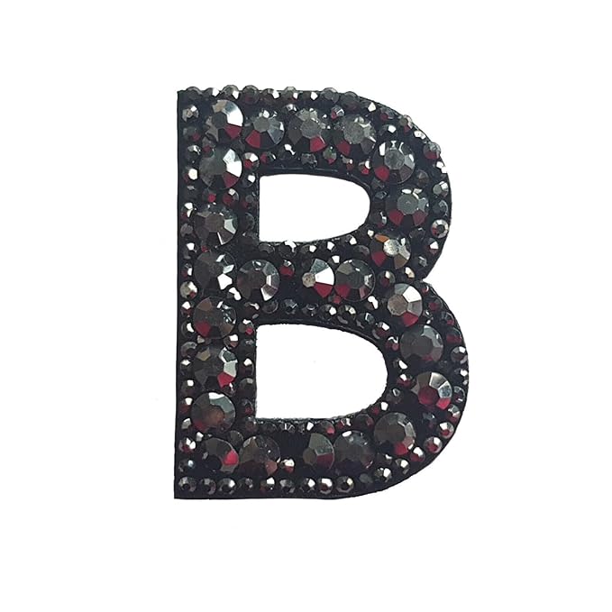 Letter D Black Rivet Hematite Hot fix Or Sew Patch