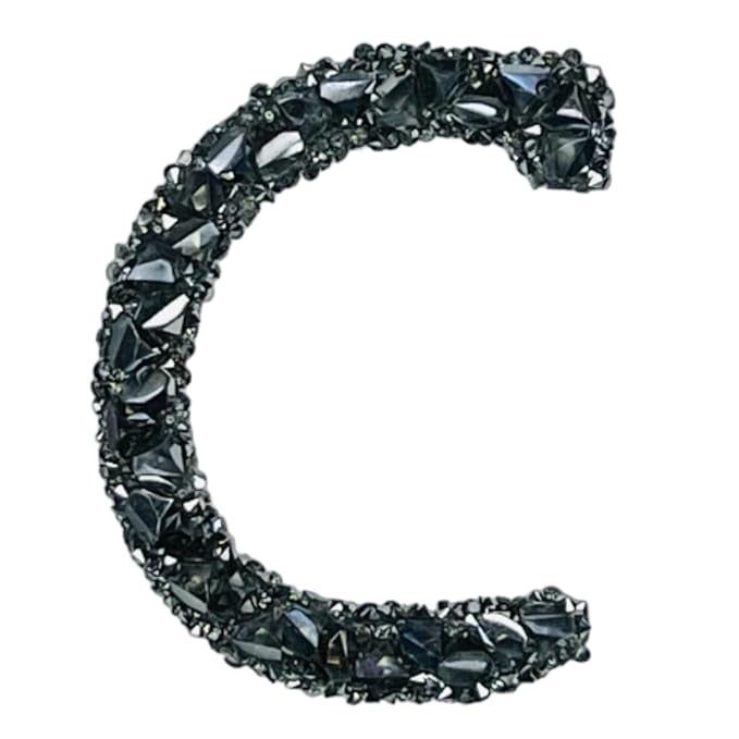 Letter I Black Sparkling Rhinestone Patch