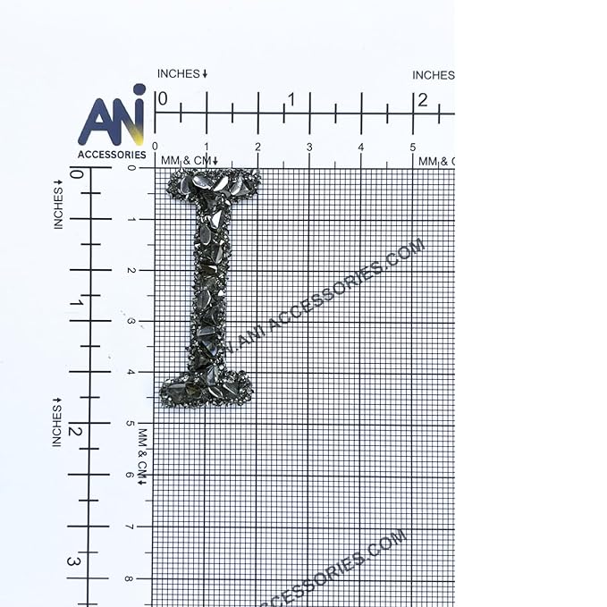 Letter M Black Sparkling Rhinestone Patch