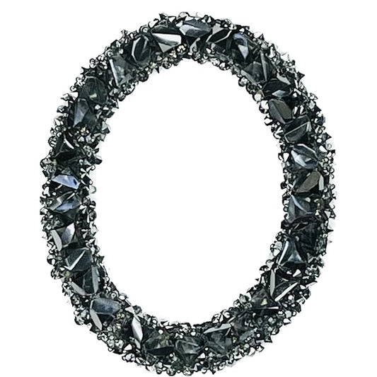 Letter O Black Sparkling Rhinestone Patch