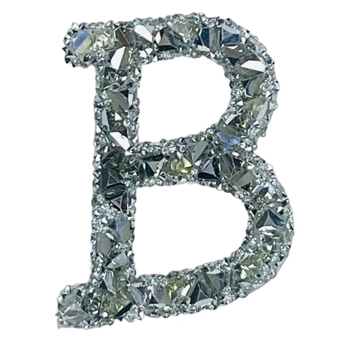 Letter P White Sparkling Rhinestone Patch