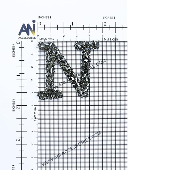 Letter V Black Sparkling Rhinestone Patch