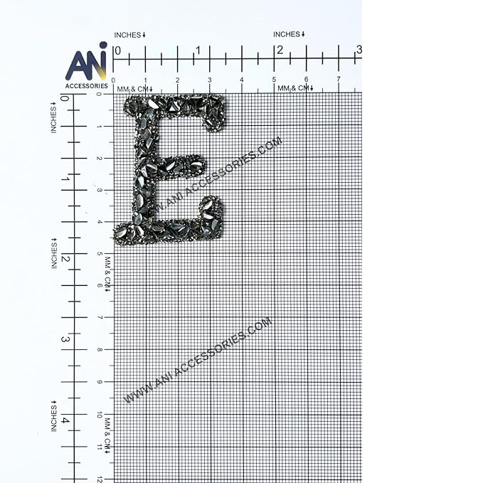 Letter V Black Sparkling Rhinestone Patch