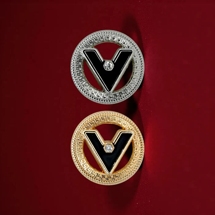 Letter V Metal Buttons | 18mm (28L), 20mm (31L) & 23mm (36L)