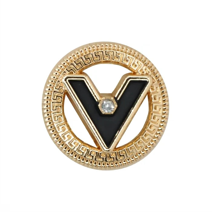 Letter V Metal Buttons | 18mm (28L), 20mm (31L) & 23mm (36L)