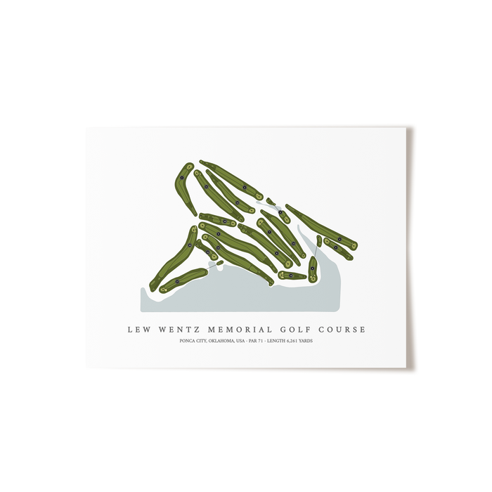 Lew Wentz Memorial Golf Course | Golf Course Map | Unframed