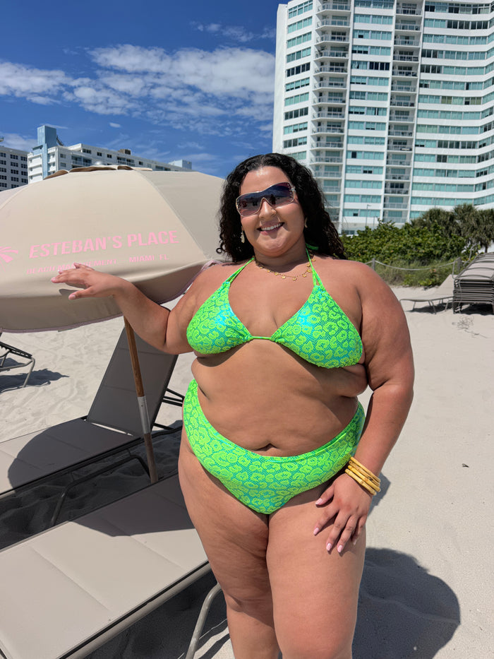 Lime Green Leopard Triangle Top