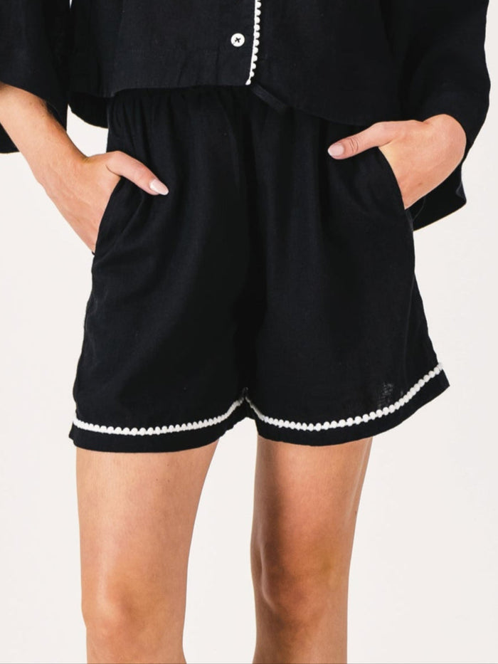 Linen PJ Shorts | Black