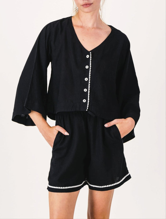 Linen PJ Shorts | Black