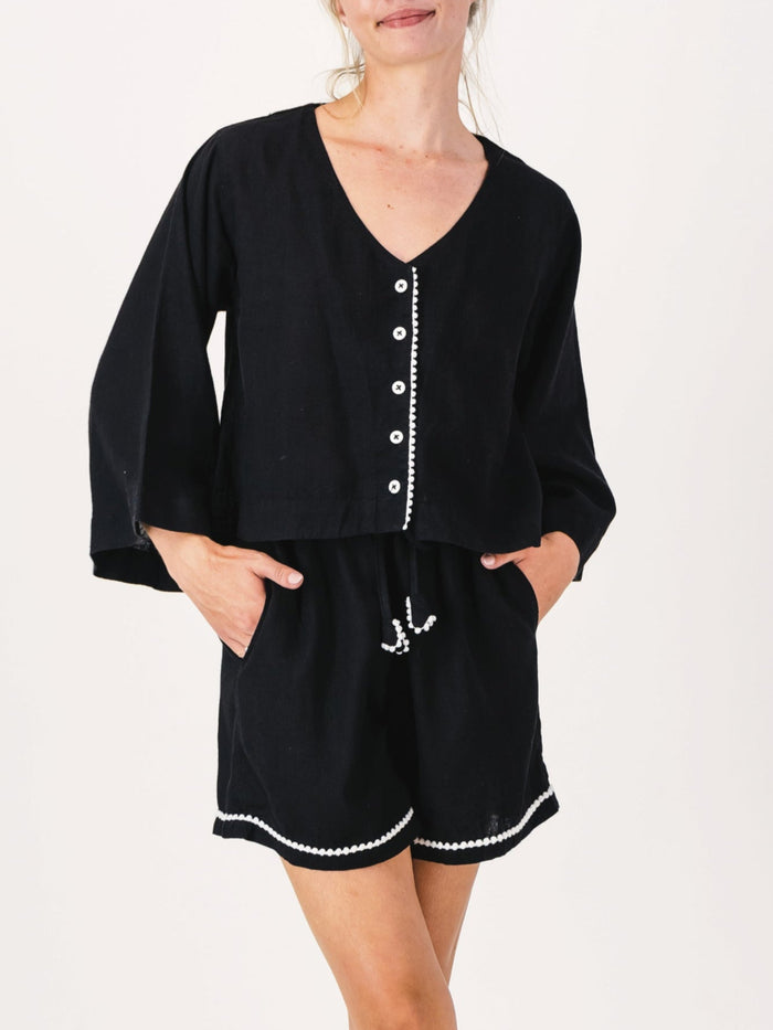 Linen PJ Shorts | Black