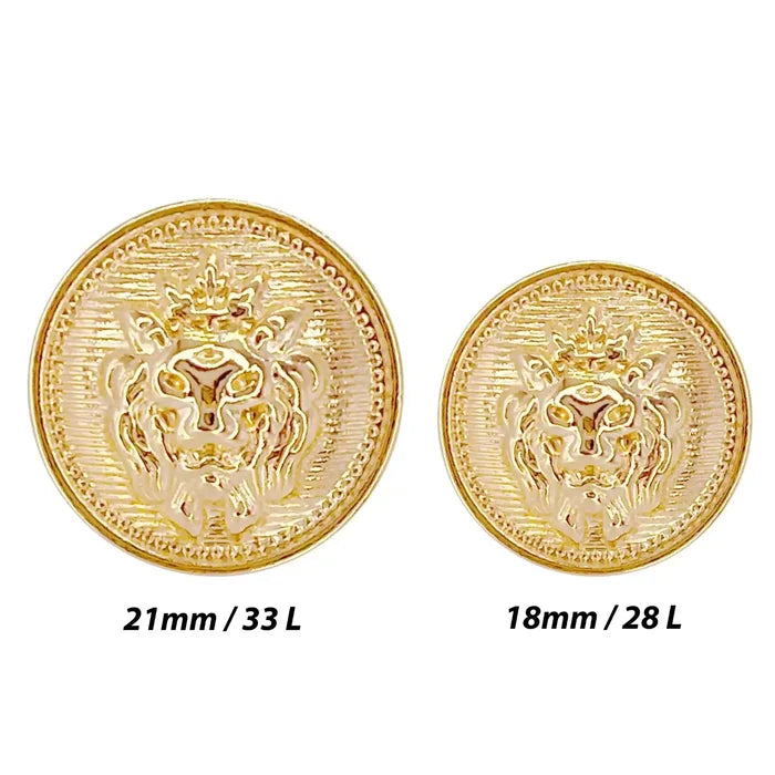Lion Gold Color Metal Buttons | 18mm(28L) & 21mm(33L)