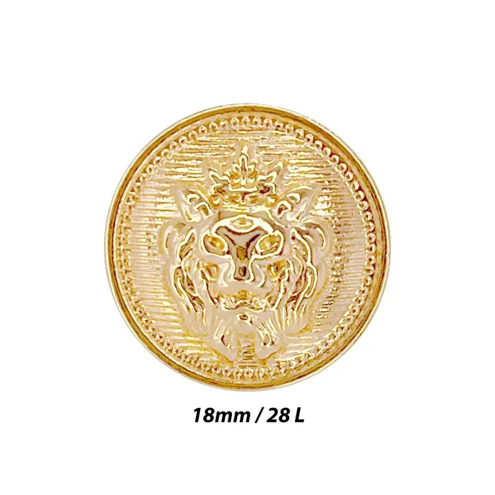 Lion Gold Color Metal Buttons | 18mm(28L) & 21mm(33L)