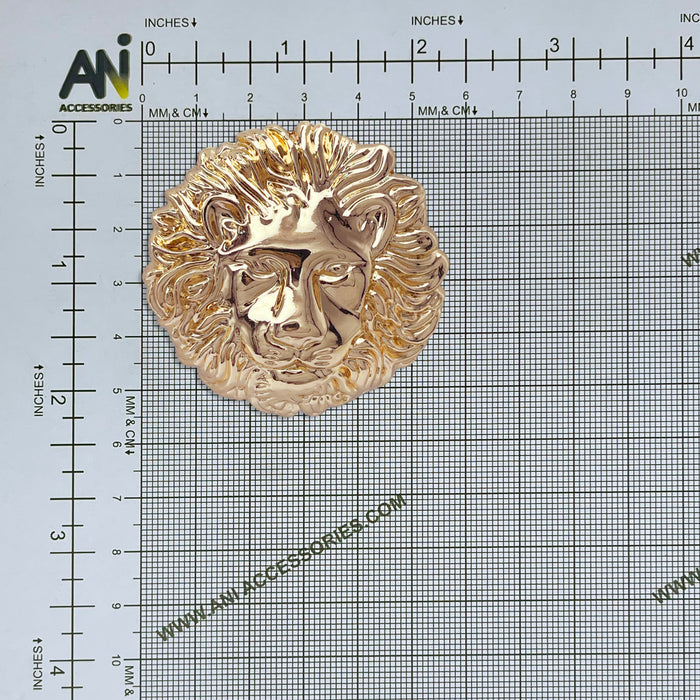 Ani Accessories Lion Head Metal Gold Buckle placing on the size char bar graph.