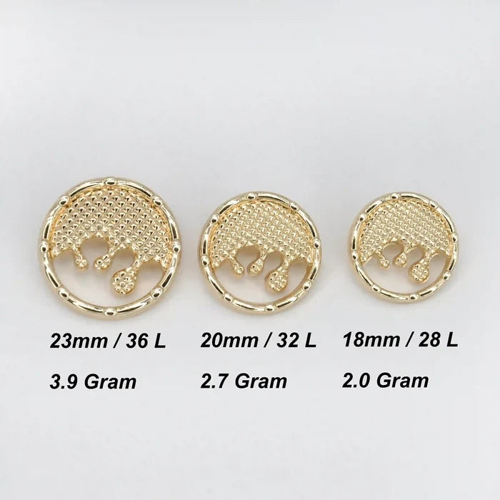Liquid Style Metal Buttons | 15mm(24L), 20mm(32L) & 23mm(36L)
