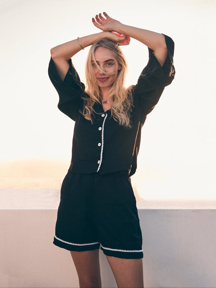 Loungy Linen Set - Short | Black