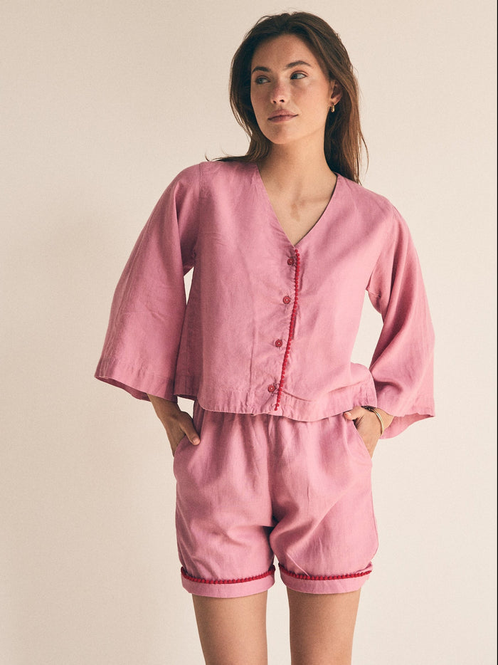 Loungy Linen Set - Short | Watermelon