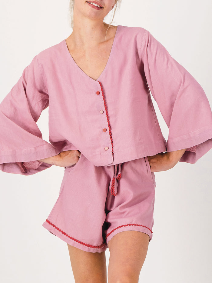 Loungy Linen Set - Short | Watermelon