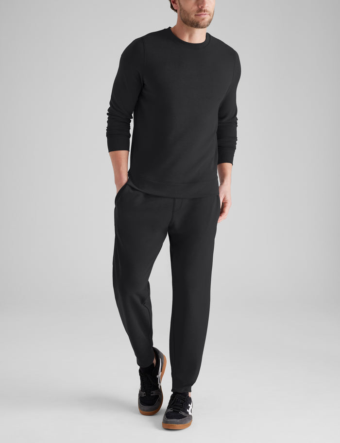 Luxe Traveler Knit Long Sleeve Crew & Jogger Set::Black