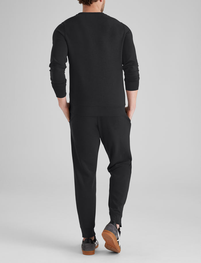 Luxe Traveler Knit Long Sleeve Crew & Jogger Set::Black