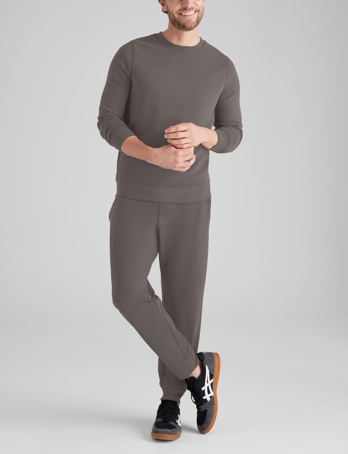 Luxe Traveler Knit Long Sleeve Crew & Jogger Set::Falcon