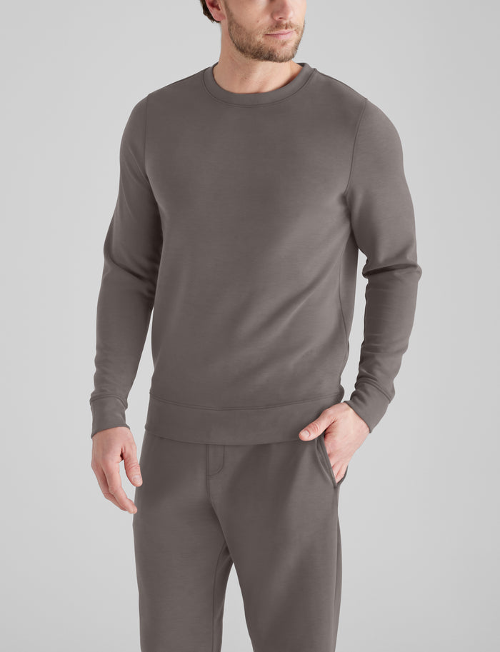 Luxe Traveler Knit Long Sleeve Crew Neck::Falcon