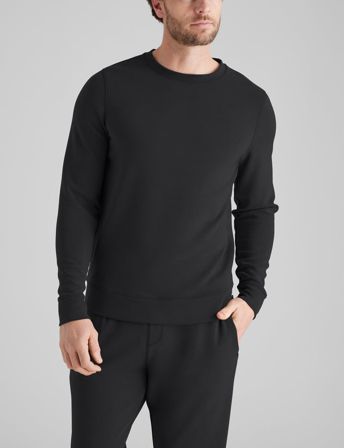 Luxe Traveler Knit Long Sleeve Crew Neck::Black