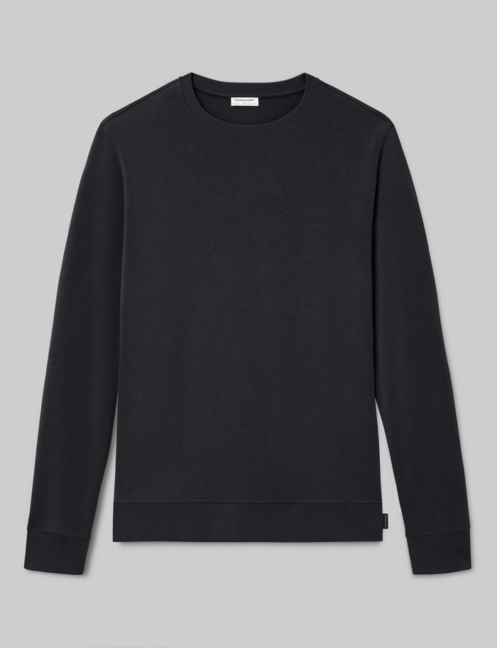 Luxe Traveler Knit Long Sleeve Crew Neck::Black::Swatch