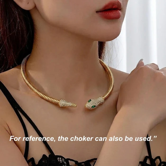 Luxury Snake Head Rhinestone Hasli Choker Necklace