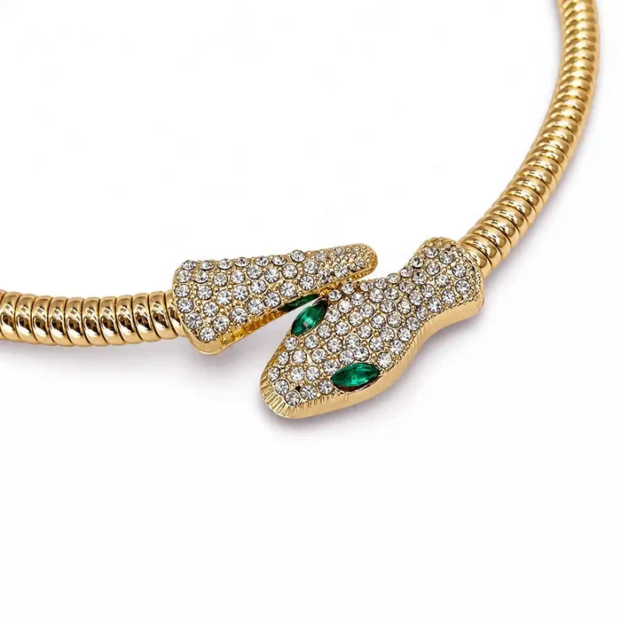 Luxury Snake Head Rhinestone Hasli Choker Necklace