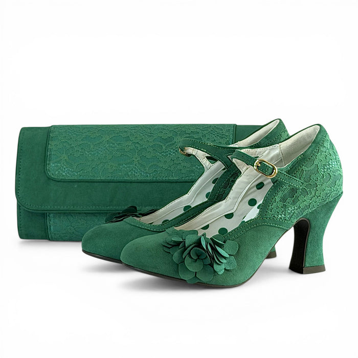 Lynn and Matching Tirana Emerald Green Wide Fit