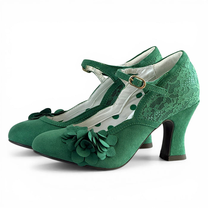 Lynn and Matching Tirana Emerald Green Wide Fit