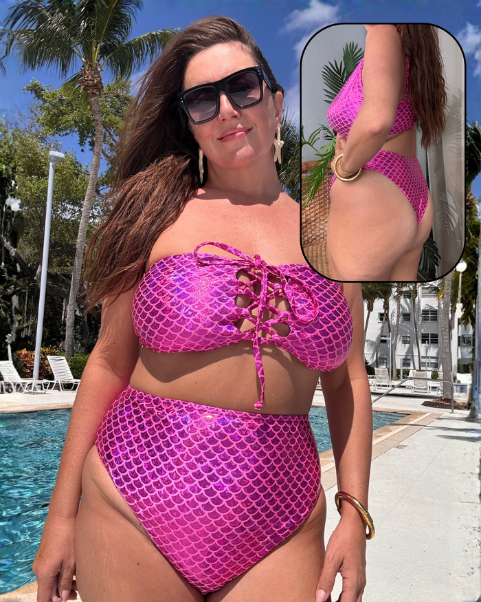 Magenta Mermaid High Waist Cheeky Bottom