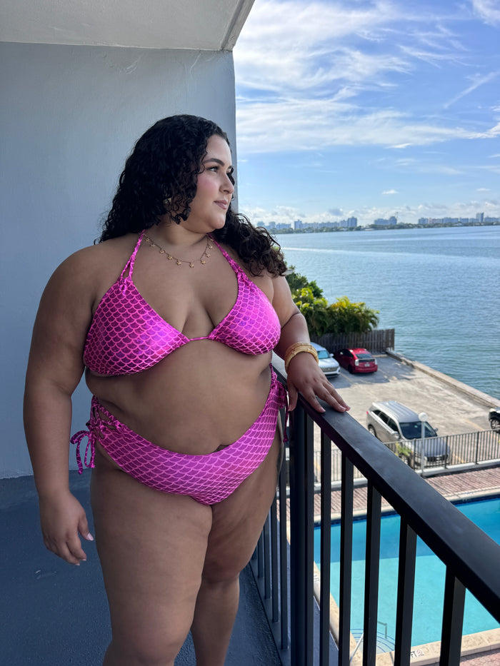 Magenta Mermaid Side Tie Bikini Bottom