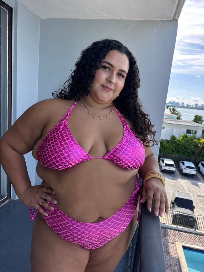 Magenta Mermaid Triangle Bikini Top