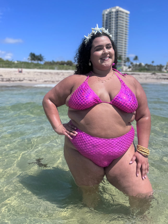 Magenta Mermaid Triangle Bikini Top
