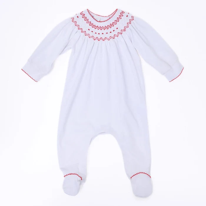 Magnolia Baby - Bishop Smocked Footie - Chris and Eve Red