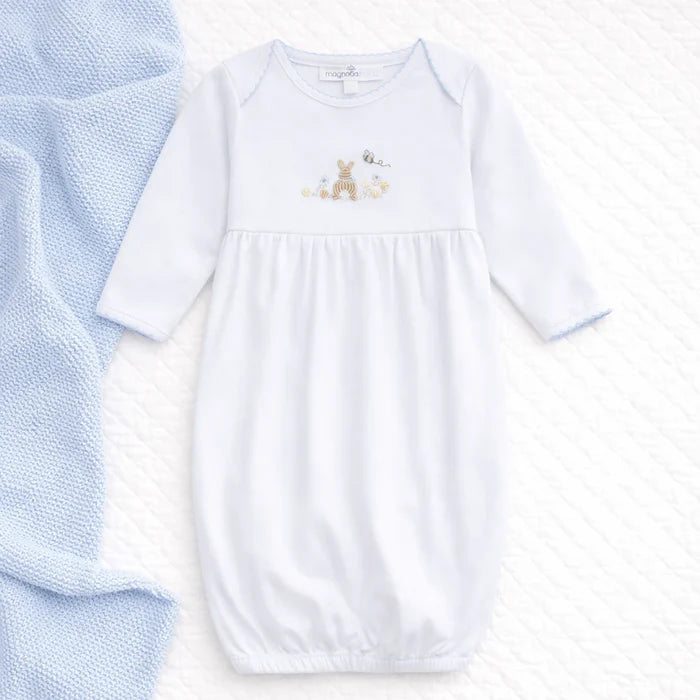 Magnolia Baby - Gathered Gown - Bunny's Basket Blue