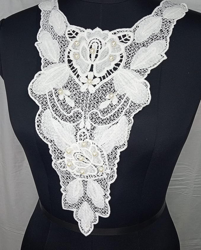Premium large neckline with pearl accents by Ani Accessories for dresses, kurtis, and blouses with graceful proportions.