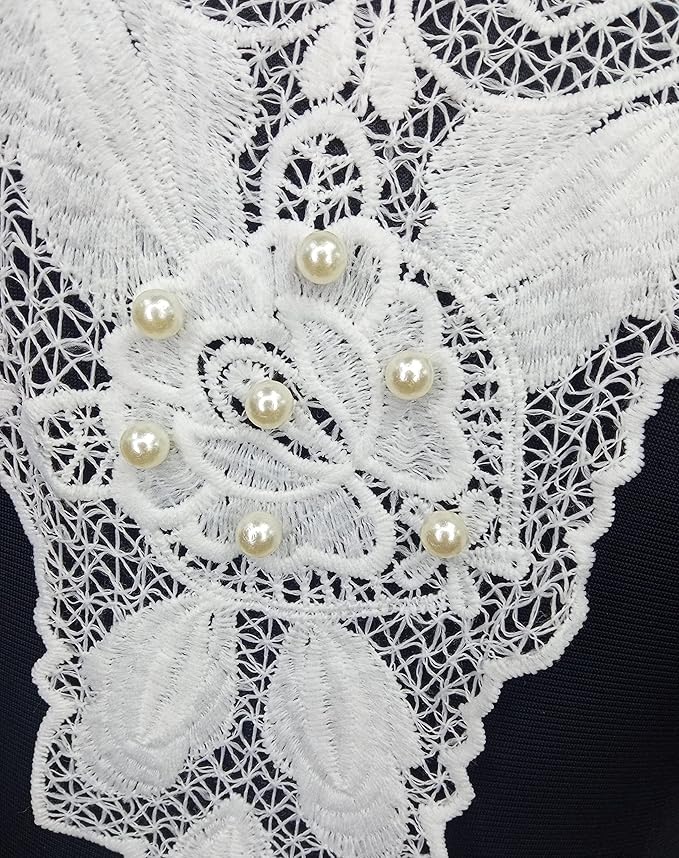 Stylish large neckline with pearl work by Ani Accessories on women’s garments, adding luxurious elegance and decorative charm.