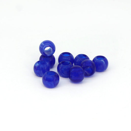 Marbled Blue Barrel Beads