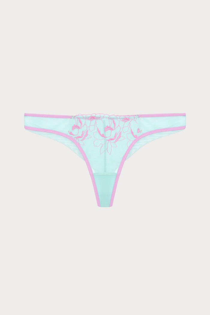 Marta Floral Embroidery Knicker in Pastel Green