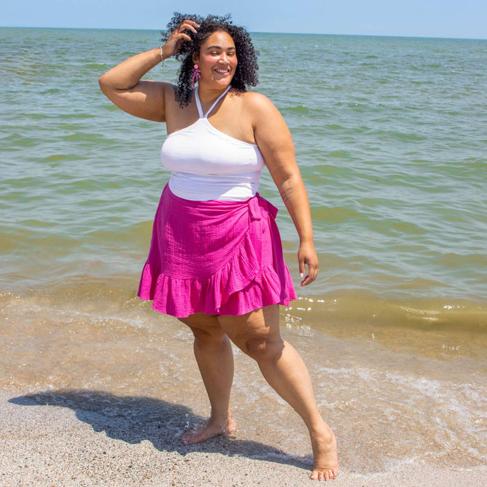Mary Cotton Gauze Wrap Skirt - Peony